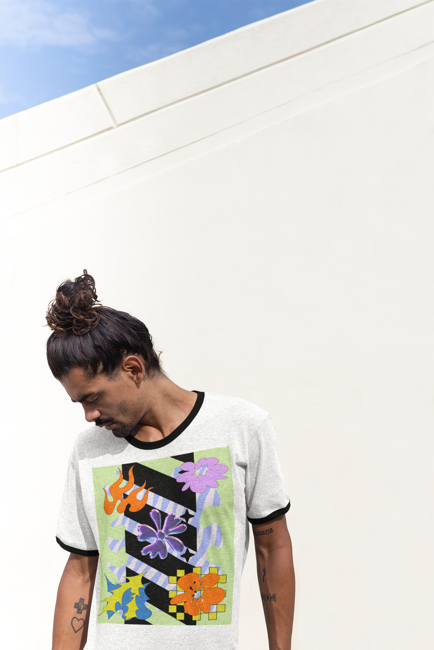 "Lime Pixel Bloom Pop" Ringer T-shirt